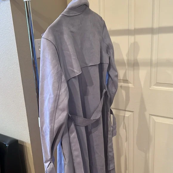 Lavender faux suede trench with belt - Picture 4 of 4